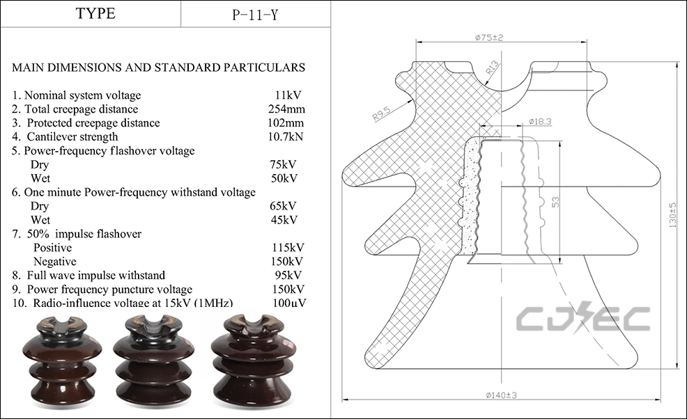 11kv Pin Insulator Porcelain Electrical Hot Sale P-11-Y Pin Type Ceramic Insulator